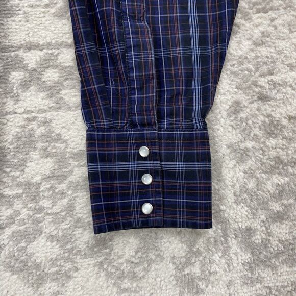 Wrangler Shirt Mens Pearl Snap Plaid Button Up Western Collared Red Size Large - Picture 2 of 5